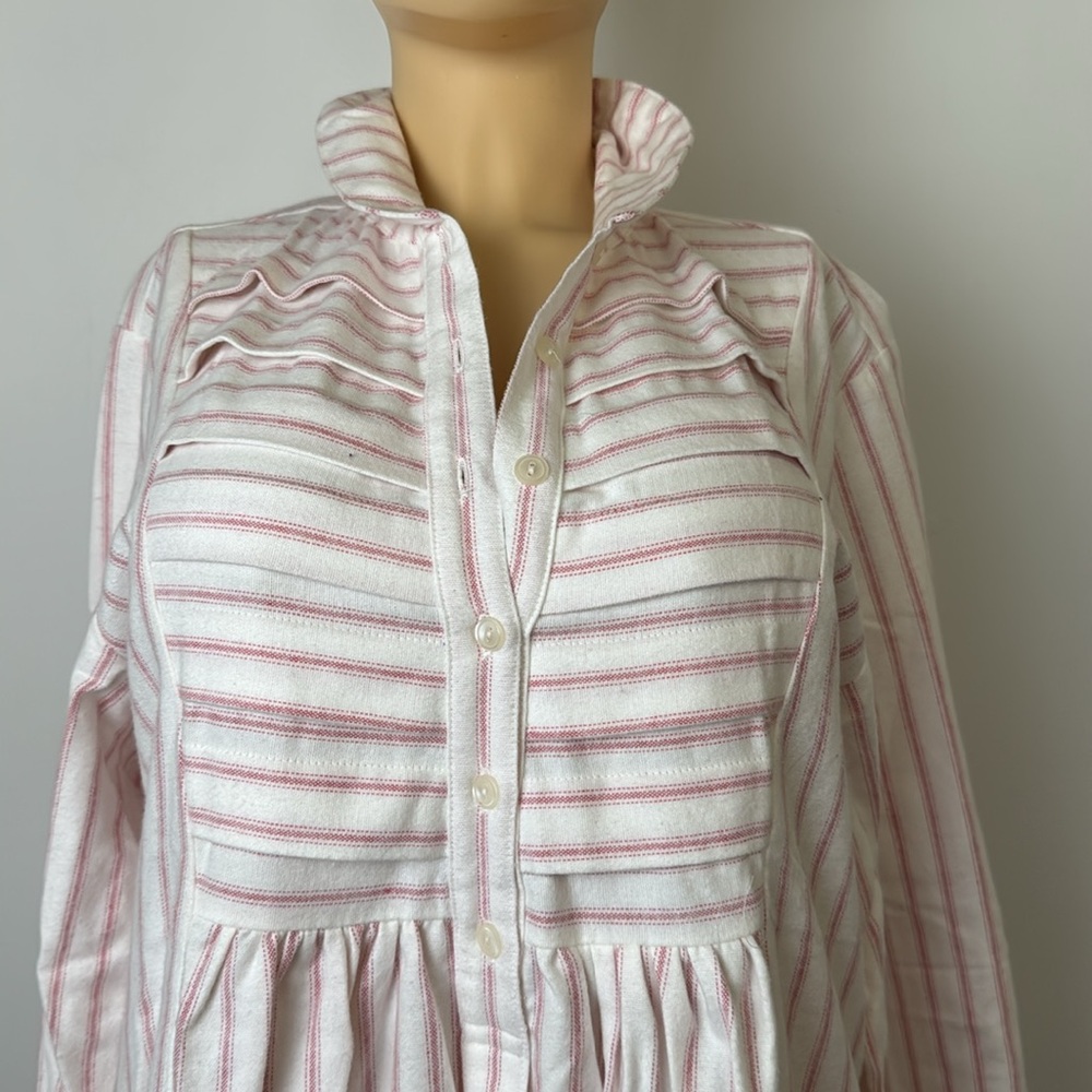Garnet Hill cotton White and Pink Striped nightgown Sz xs - Picture 7 of 12